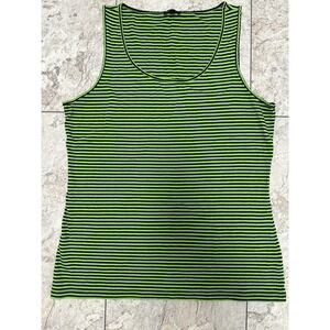 Talbots Green and Black Striped Tank Top Size L